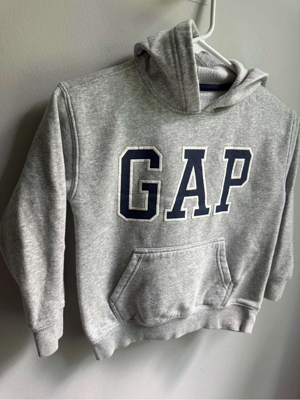 GAP Kids Light Gray Hoodie with Navy Lettering
